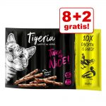 8 + 2 på köpet! 10 x 5 g Tigeria Sticks - Kyckling & anka