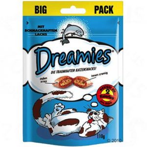 Dreamies Cat Treats Big Pack 180 g - Ekonomipack: Lax (6 x 180 g)