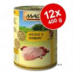Ekonomipack: MAC's Cat kattfoder 12 x 400 g - Anka, kalkon, kyckling