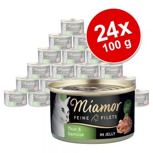 Ekonomipack: Miamor Fine Filets 24 x 100 g - Ljus tonfisk & grönsaker i gelé