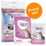 Kitten startpaket: testa Concept for life foder och Tigerino kattsand - 400 g torrfoder, 12 x 85 g våtfoder + 6 kg kattsand
