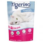 Tigerino Crystals Fun - färgglatt kattströ - Ekonomipack: Rosa 3 x 5 l